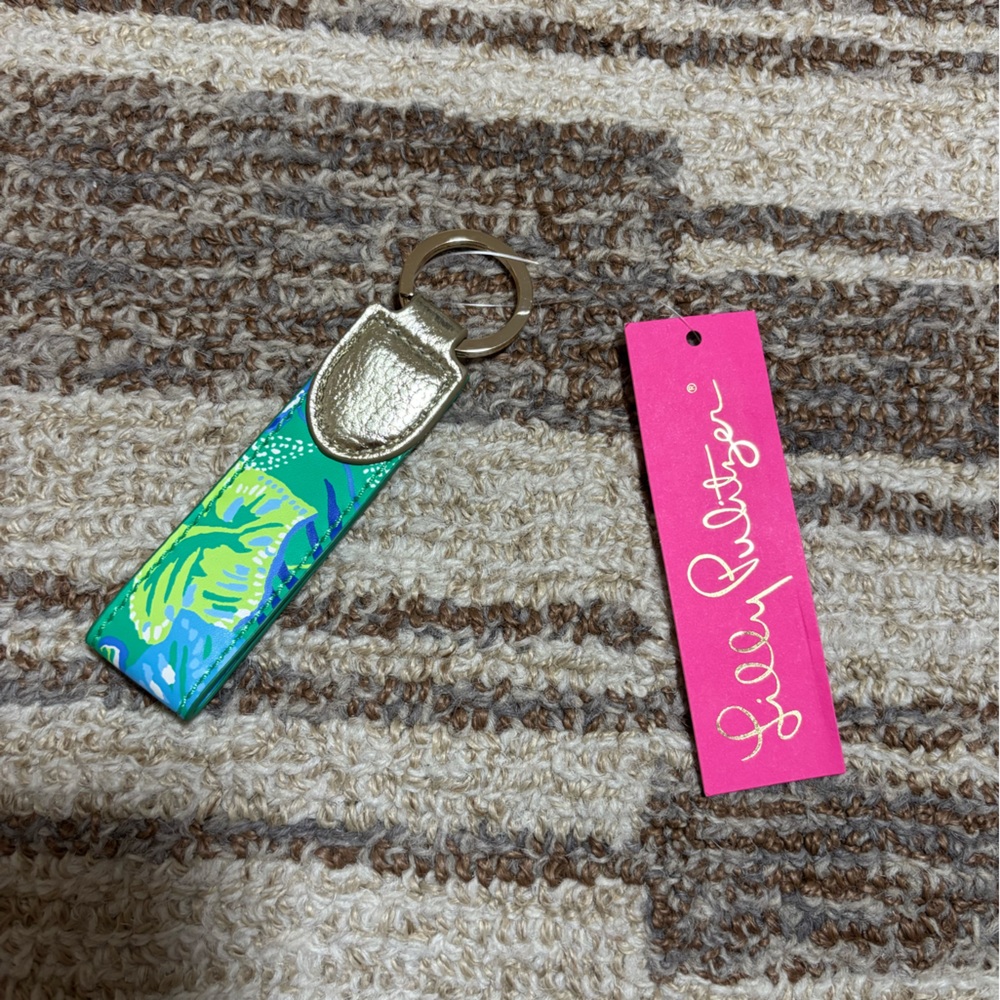 Lilly Pulitzer Blue and Green Keychain with Gold Accent